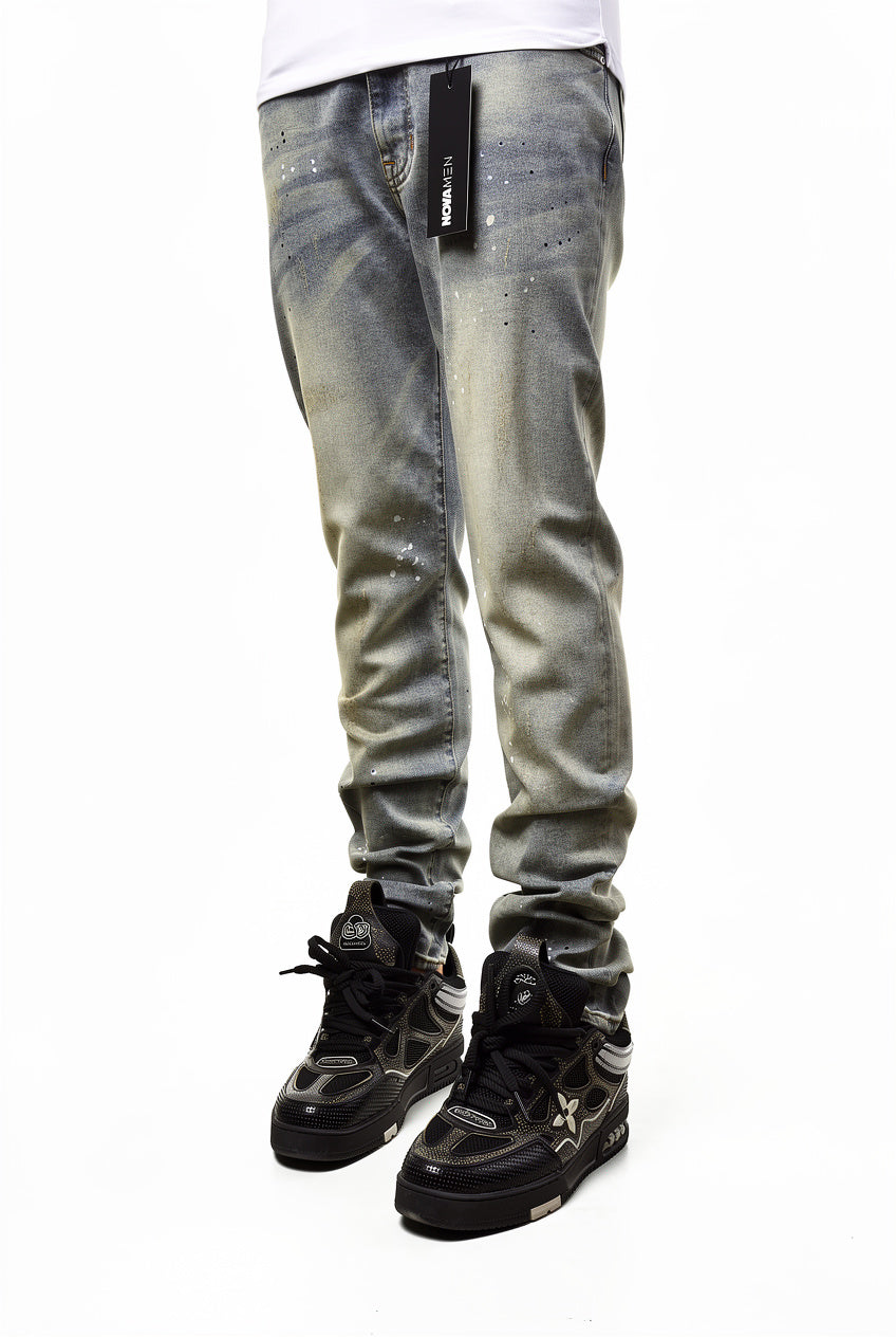 Ripped And Bleach Splatter Slim