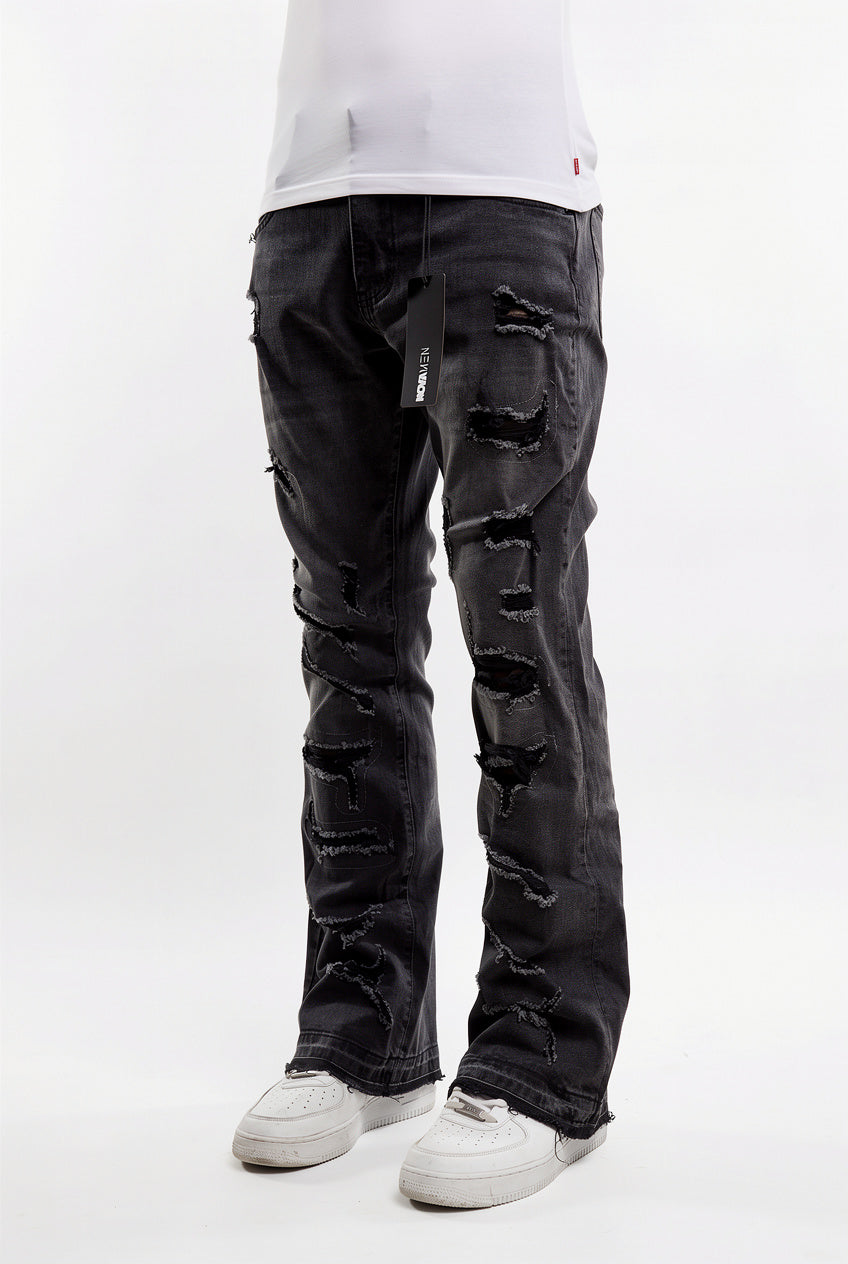 Through It Ripped Skinny Flared Black