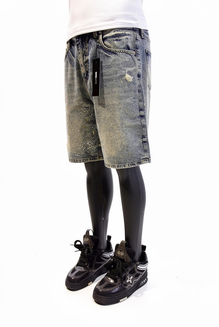 Young Star Jeweled Relaxed Denim Shorts