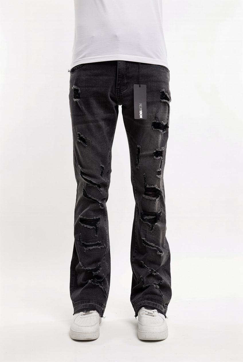 Through It Ripped Skinny Flared Black