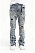 Through It Ripped Skinny Flared Blue Wash