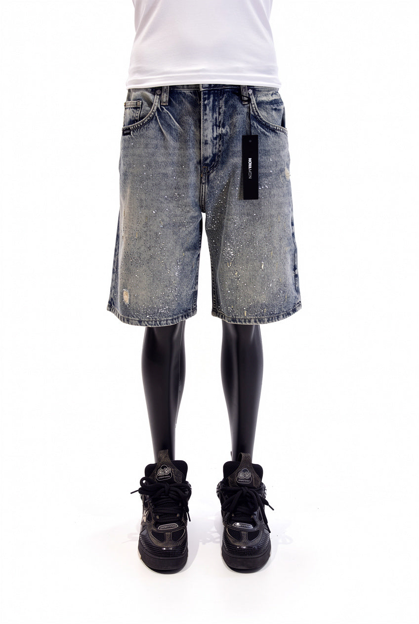 Young Star Jeweled Relaxed Denim Shorts